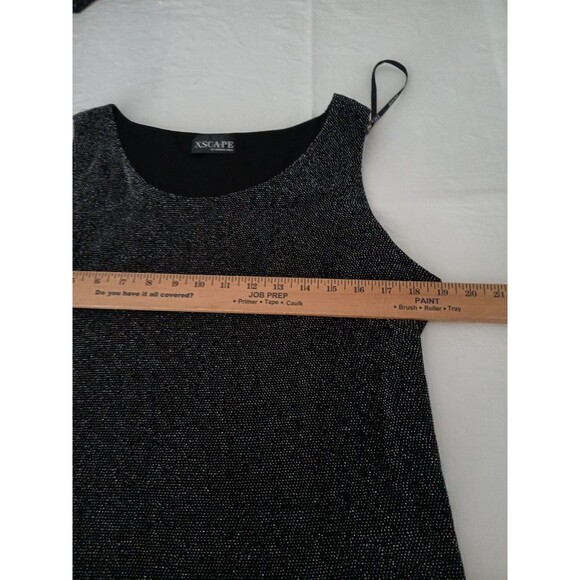 Xscape Women's XL 2 Piece Shimmering Black Jacket & Top Beaded Fringe Office - Picture 13 of 16